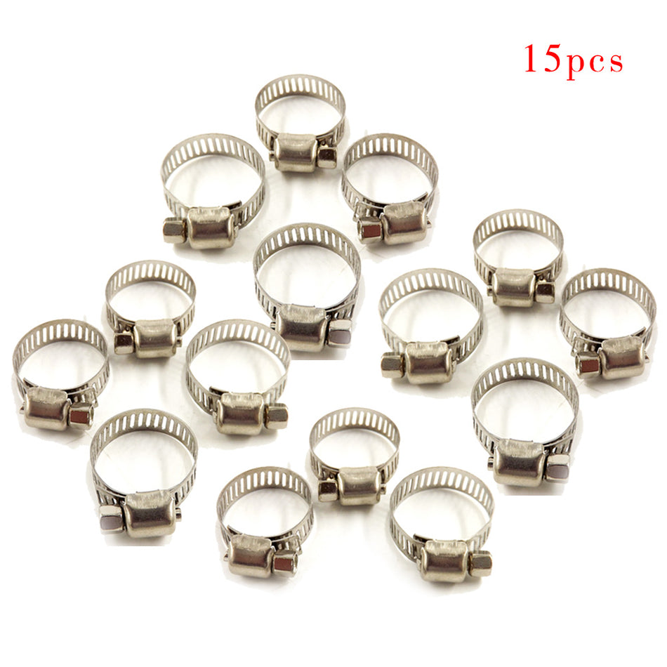 US 15pc 3/4"-1" Adjustable Stainless Steel Drive Hose Clamps Fuel Line Worm Clip