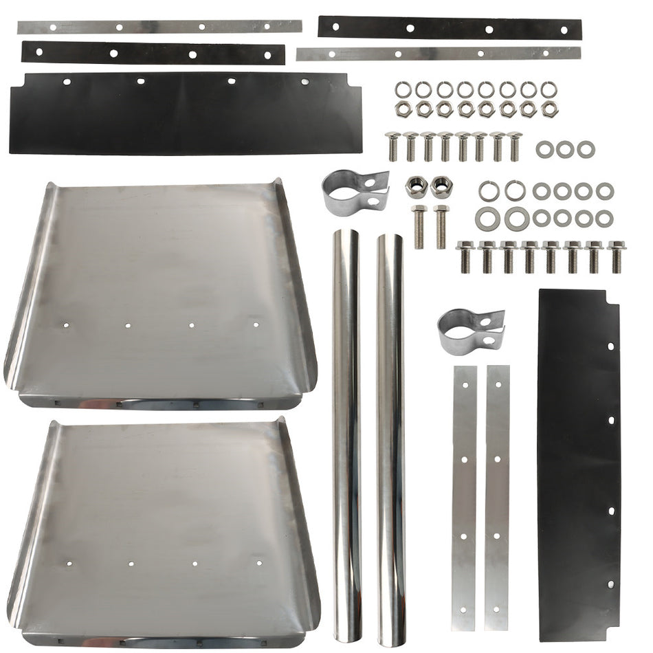 24"x24" Quarter Fender Set Stainless Steel Semi Truck Fit For Volvo VNL