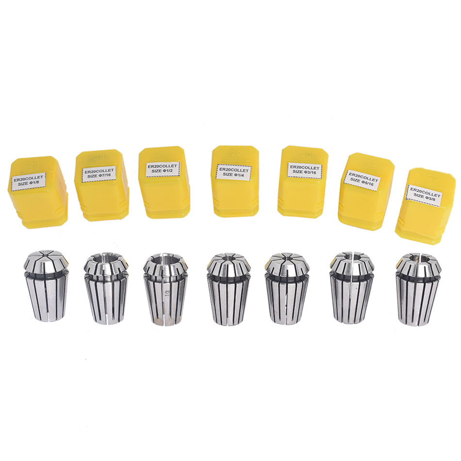7Pcs Spring Collet Set for CNC Workholding Engraving milling Lathe Tool ER20