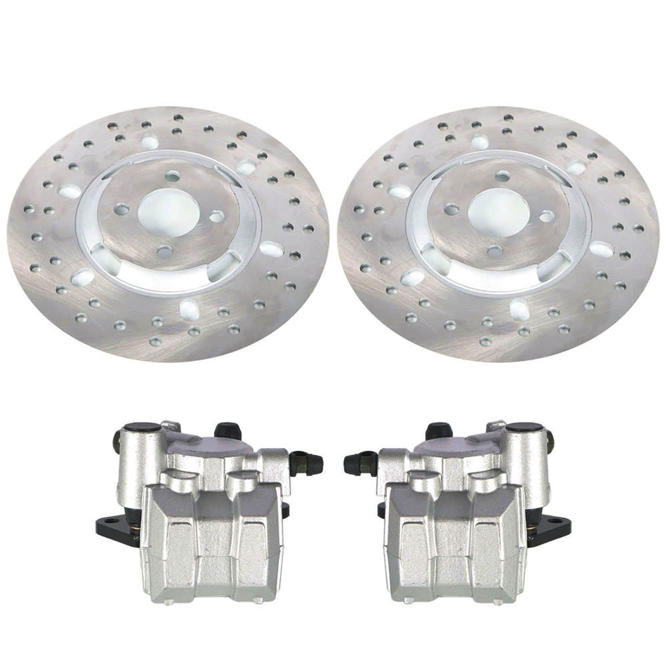 Front Brake Calipers & Brake Rotors Fit For Yamaha Big Bear 400 YFM350 YFM400