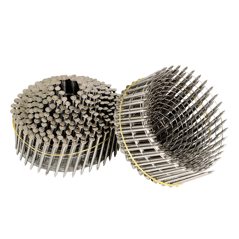 Stainless Steel Siding Nail 1-3/4" × 0.09" Ring Shank 15 Deg Wire Coil 1200 Pcs