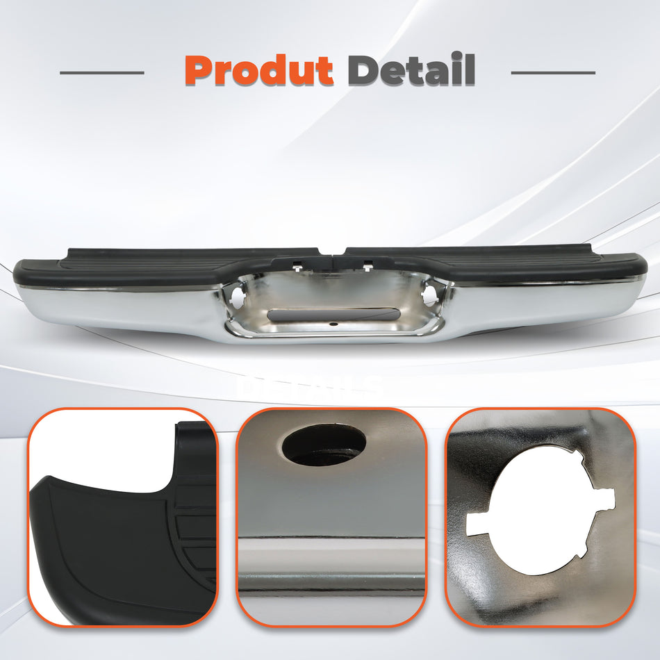 labwork Rear Bumper Chrome Replacement for Toyota Tacoma 1995-2004, Steel Step Bumper with Pads
