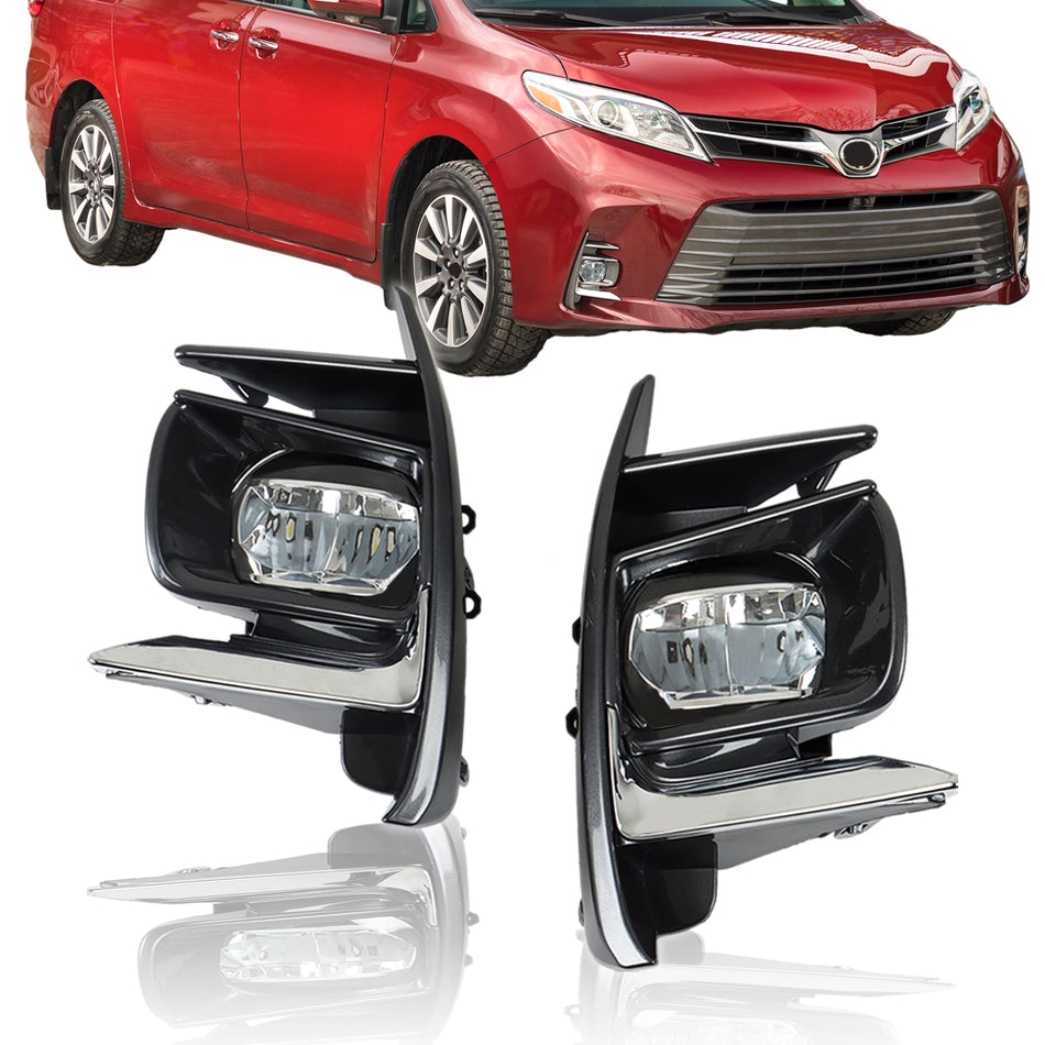 Labwork RH+LH LED DRL Fog Lights For 2018-2020 Toyota Sienna W/Switch+Wiring Kit