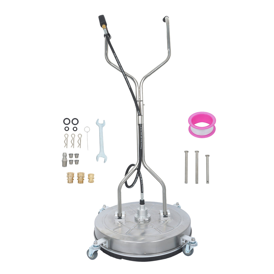 Instant-Attach 24-Inch Pressure Washer Surface Scrubber with Dual-Grip Handles