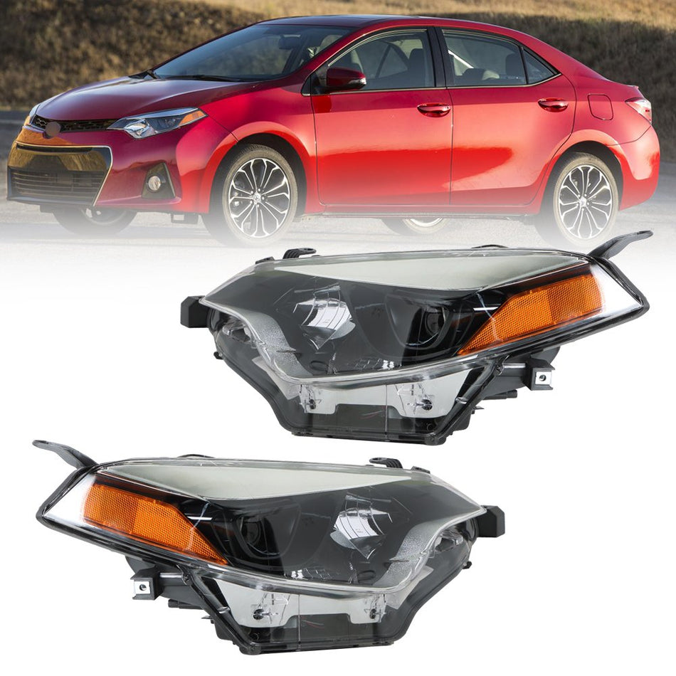 Labwork Left&Right Side Headlight Halogen Headlamps For 2014-2016 Toyota Corolla