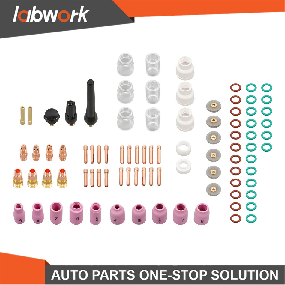 Labwork 90Pcs TIG Welding Torch Kit - Alumina Nozzle, Collets, Stubby Gas Lens