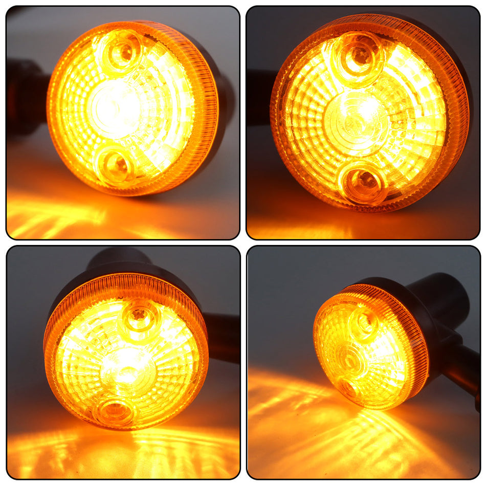 4× Motorcycle Turn Signals Blinker Light Black Amber For Yamaha Kawasaki Honda