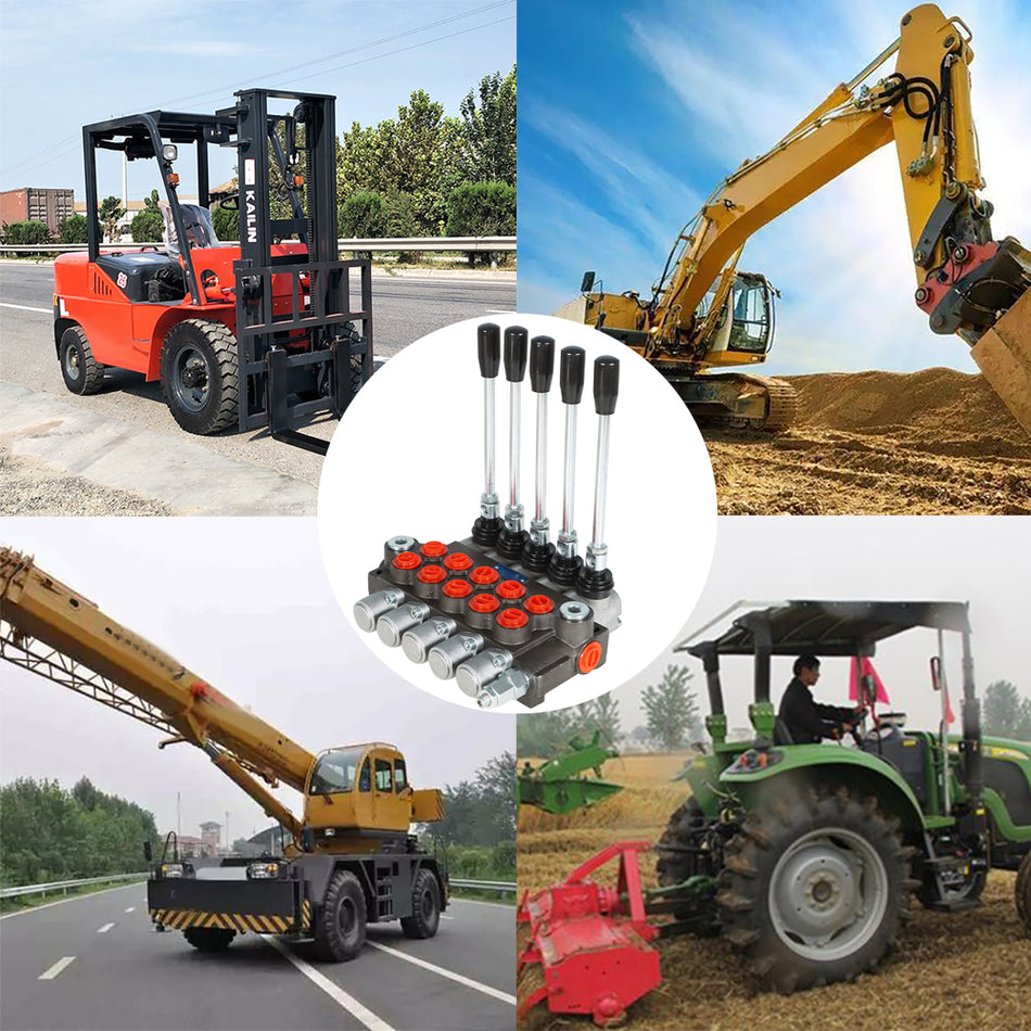 5 Spool Hydraulic Control Valve Double Acting 13 GPM 3600 PSI SAE Ports