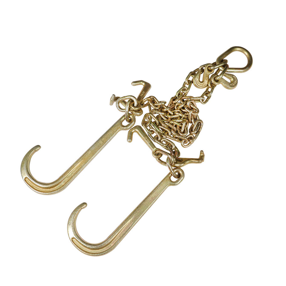 5/16" G70 V-Chain Bridle w/15" Large J Hooks,T- Hook&J-Hook w/ Grab Hooks 3' US