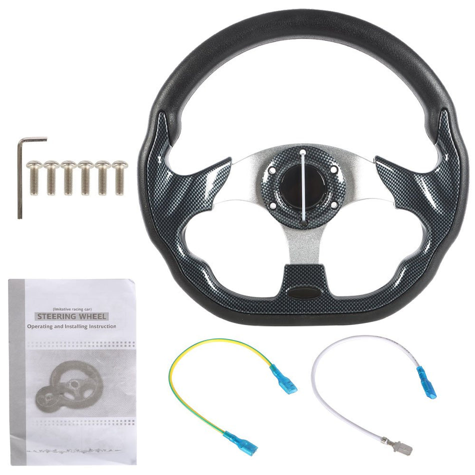 carbon fiber Steering Wheel+Score Card Holder For Ezgo and Yamaha Golf Cart