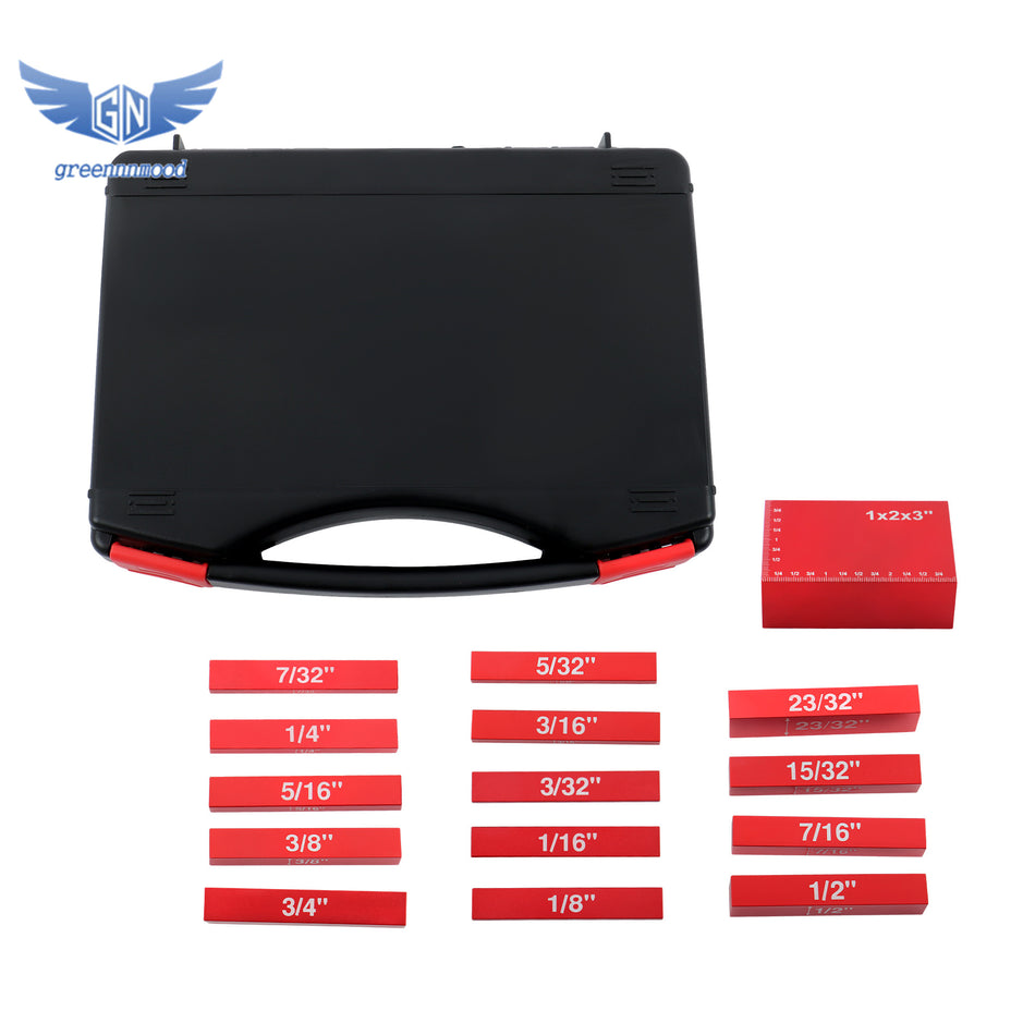 Setup Blocks Woodworking Tools 15-Piece Gauge Block Set w/ Storage Box