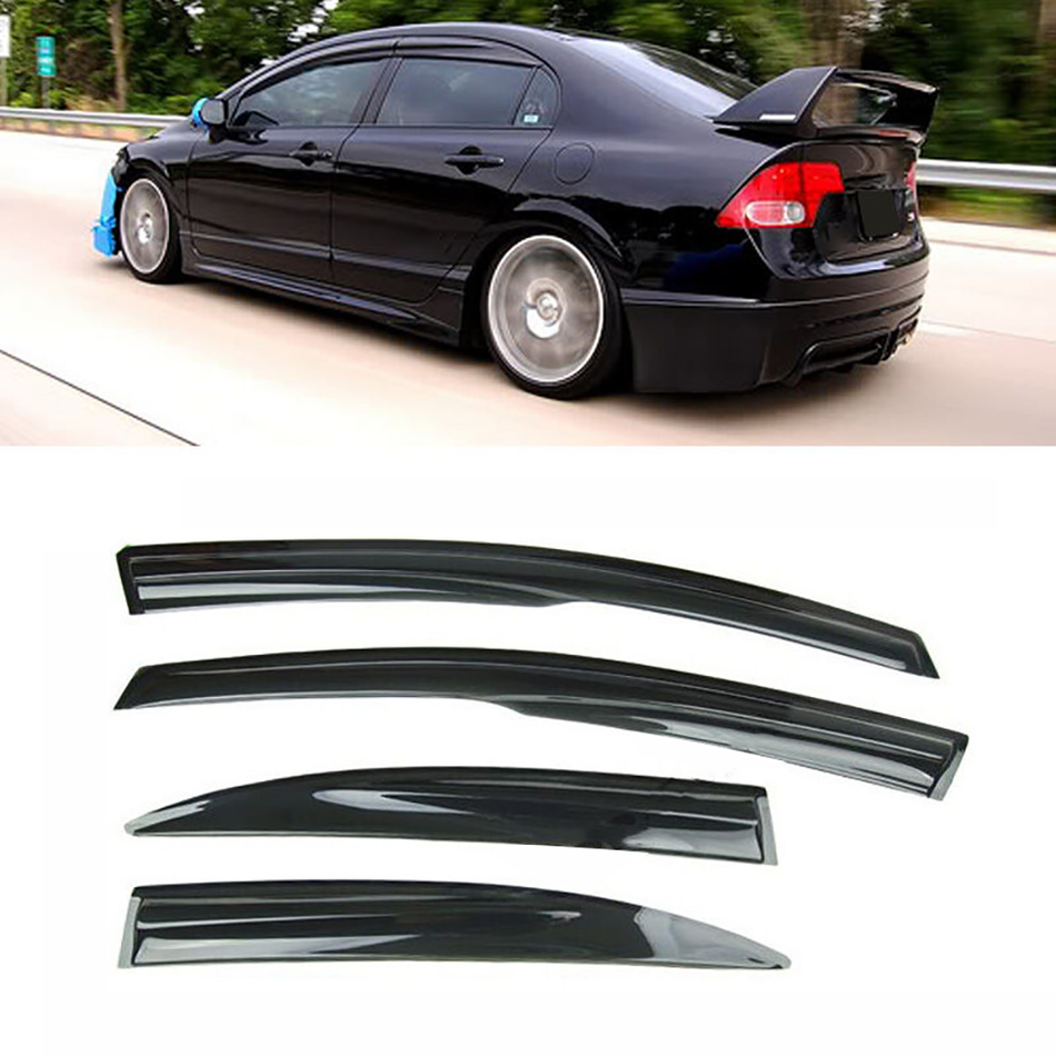 Labwork Window Vent Rain Guard Visor For 2006 2007-2011 Honda Civic 4 Door Sedan