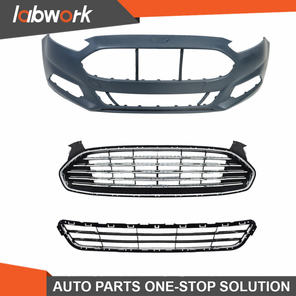 Labwork Front Upper and Lower Grille ＆ Bumper Cover For 2013-2016 Ford Fusion