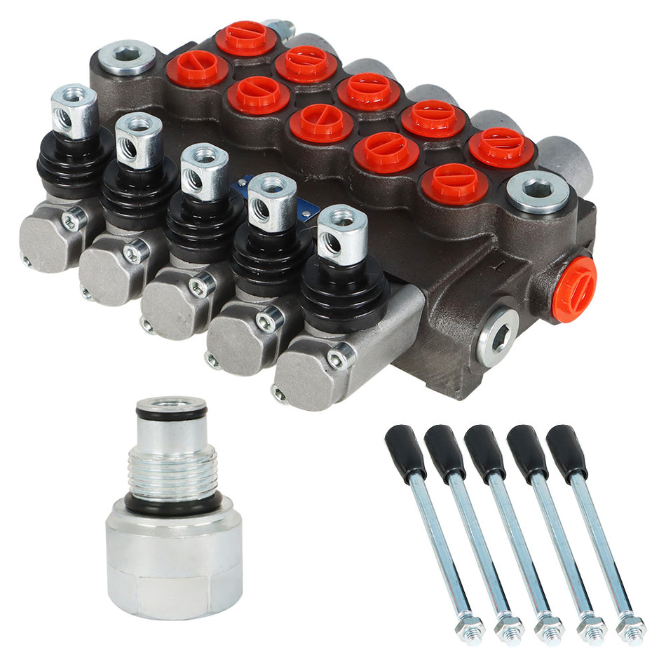 Hydraulic Controller 5 Spool 13GPM 3600PSI SAE Interface +Conversion Plug