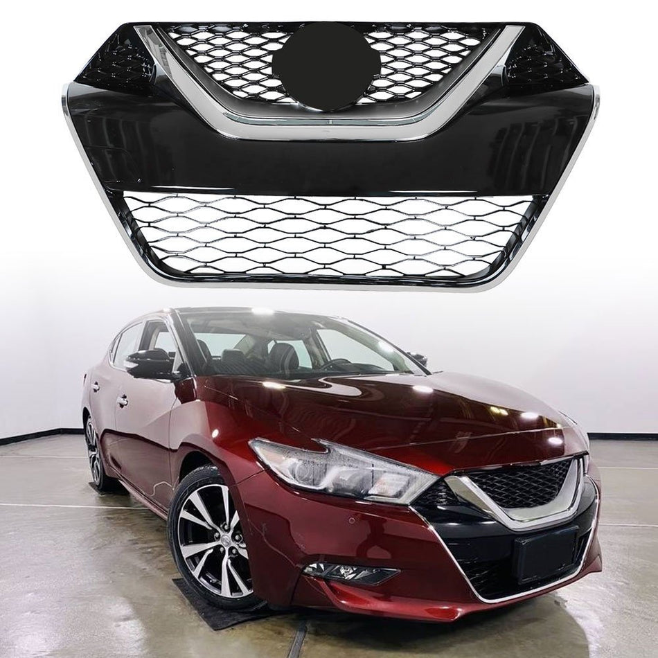 Labwork Front Bumper Grille Chrome+Black For Nissan Maxima 2016-2017 Plastic
