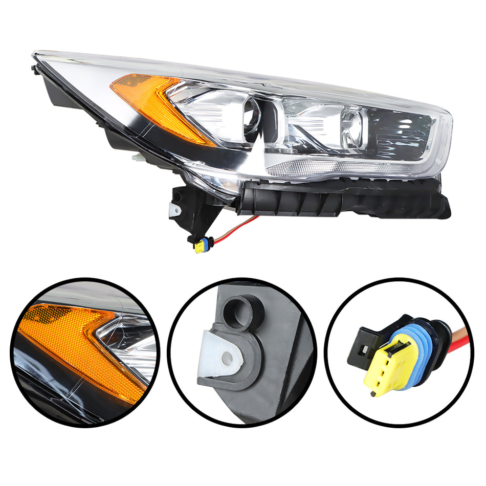 Labwork Passenger Right For 2017-2019 Ford Escape Clear HID W/LED DRL Chrome Headlight