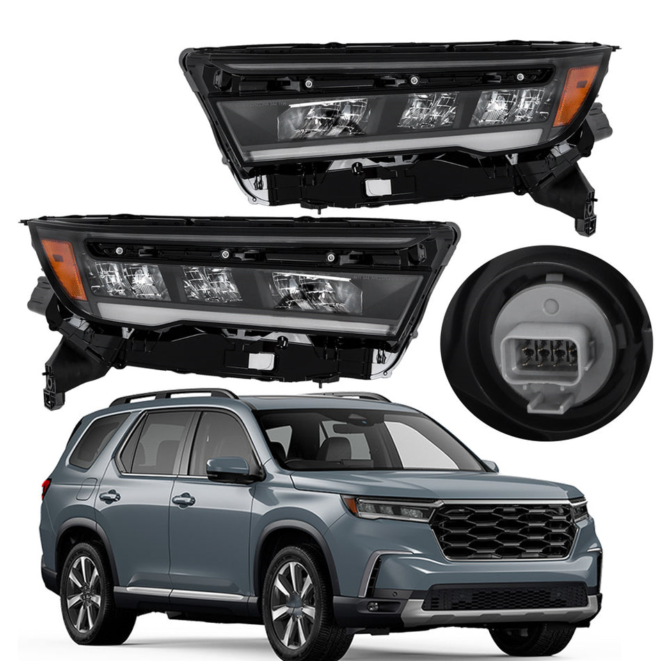 Labwork Right+Left Full LED Headlight Black Housing For 2023-2025 Honda Pilot