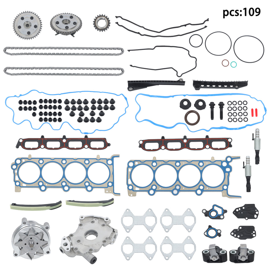 Labwork Head Gasket Timing Chain Kit Oil&Water Pump For 04-08 Ford F150 5.4L 3V