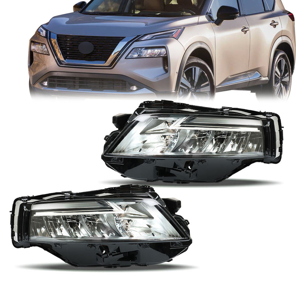 Labwork Left+Right Headlights For 2021 2022 2023 Nissan Rogue SL/SV Chrome LED