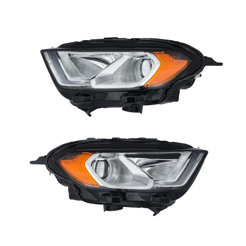 Halogen w/LED DRL Chrome Headlights For 2018-2023 Ford EcoSport Left&Right Side