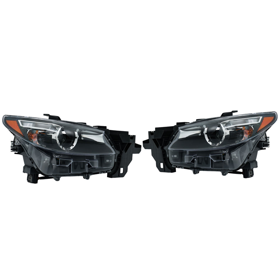 Labwork Left+Right LED&Halogen Headlight For 2016-2023 Mazda CX-9 Black w/o AFS