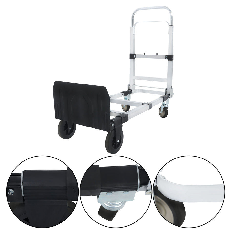 2-in-1 Heavy Duty Folding Hand Truck 500LB Capacity Carbon Steel Folding Trolley