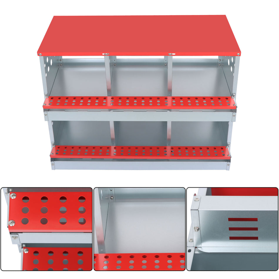 Durable Chicken Nesting Box 6 Hole For Chicken-Easy Egg Collection Roll Away