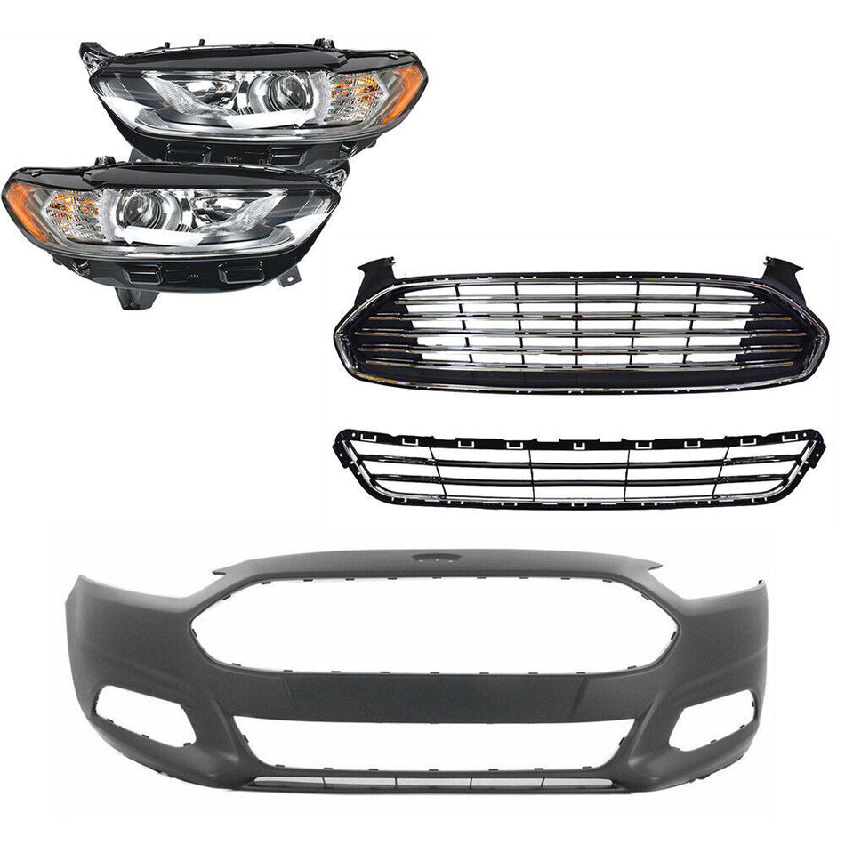 Labwork For 13-16 Ford Fusion Headlights ＆Front Grille＆Front Bumper Cover