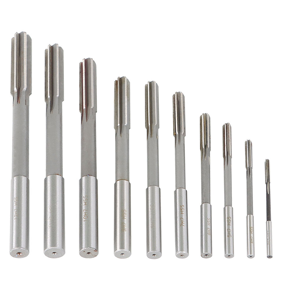 10Pcs Machine Reamer Set,HSS H7 Straight Flute Chucking Reamer Milling Cutter