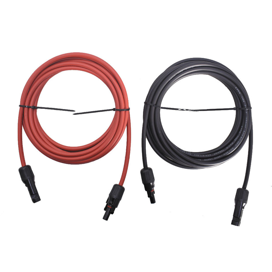 New 10 AWG 15ft 1 Pair Solar Panel Extension Cable Wire Connector Black + Red