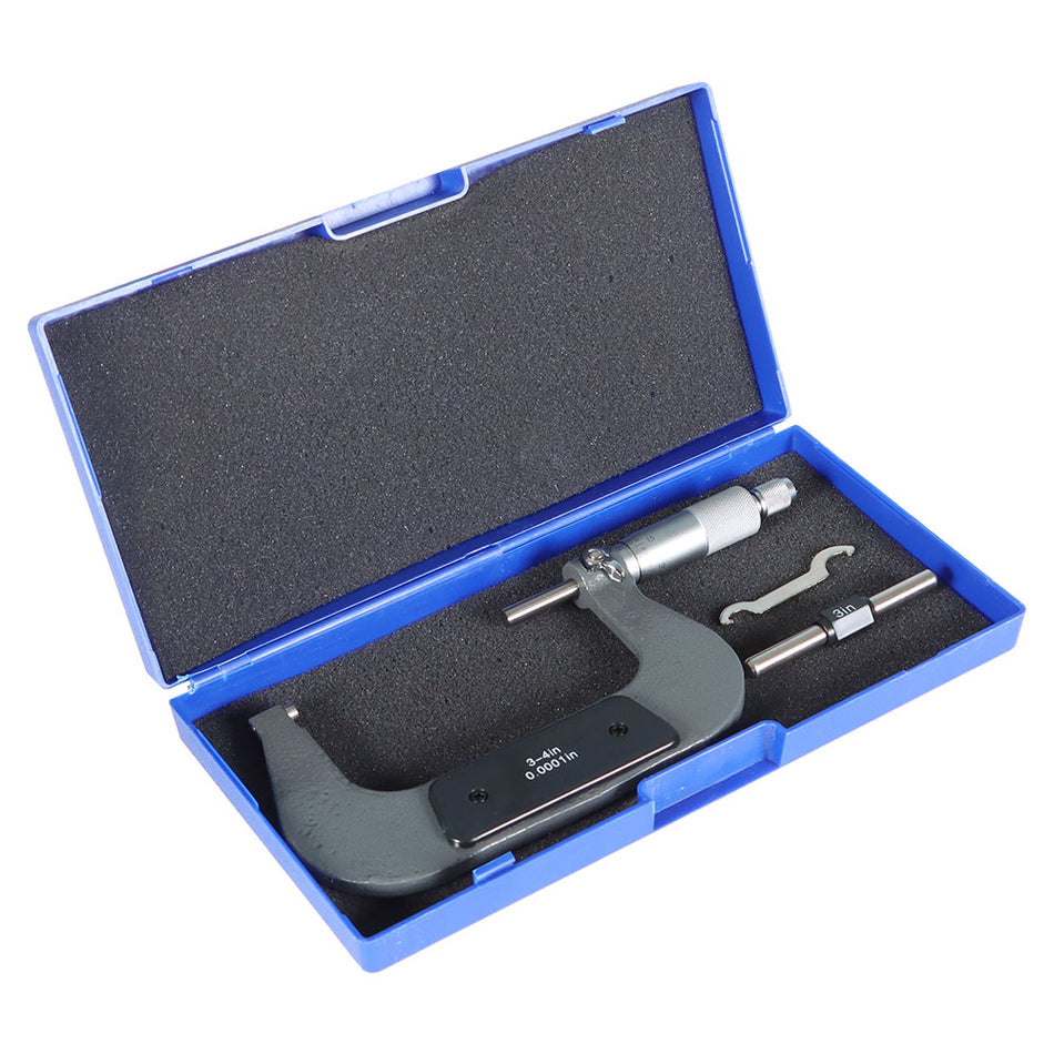 New 3-4 Inch Precision Outside Micrometer 0.0001 Inch Carbide Tipped Micrometer