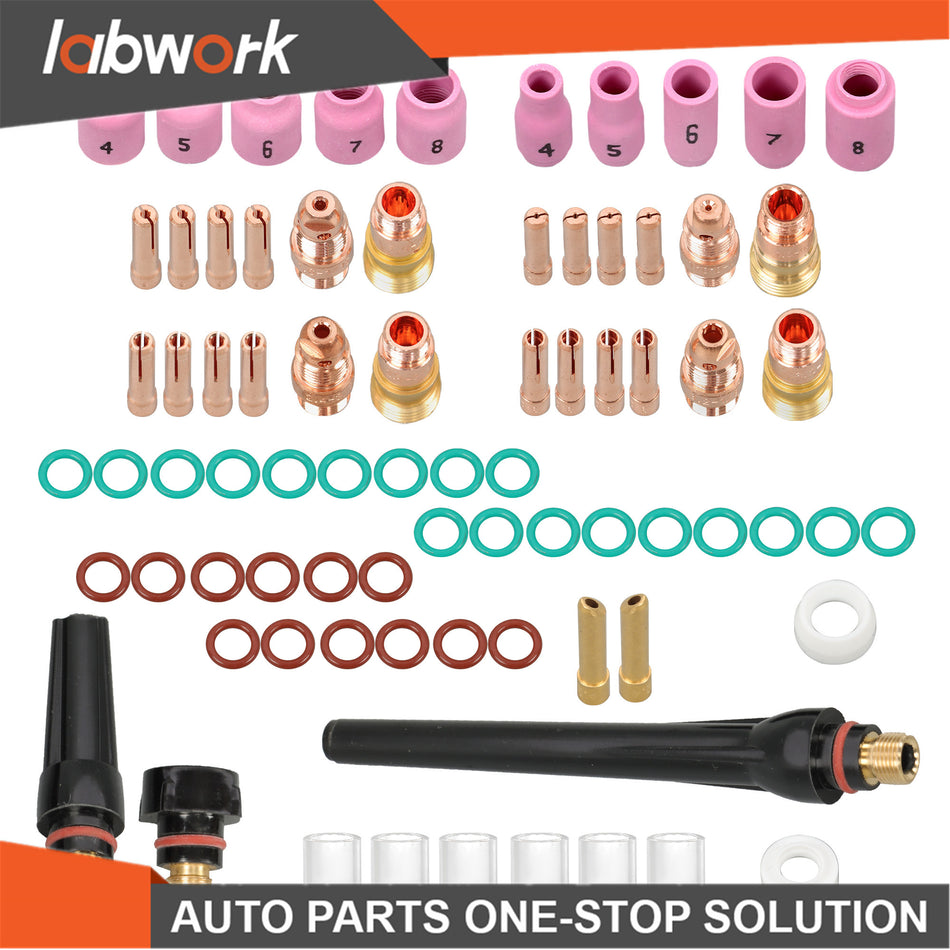 Labwork 81Pc TIG Welding Torch Kit Glass Cup Alumina Nozzle for TIG WP-17/18/26