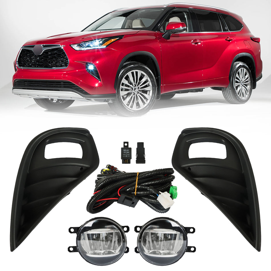 Labwork Right&Left LED Fog Lights For 2020-2022 Toyota Highlander W/Switch Wires