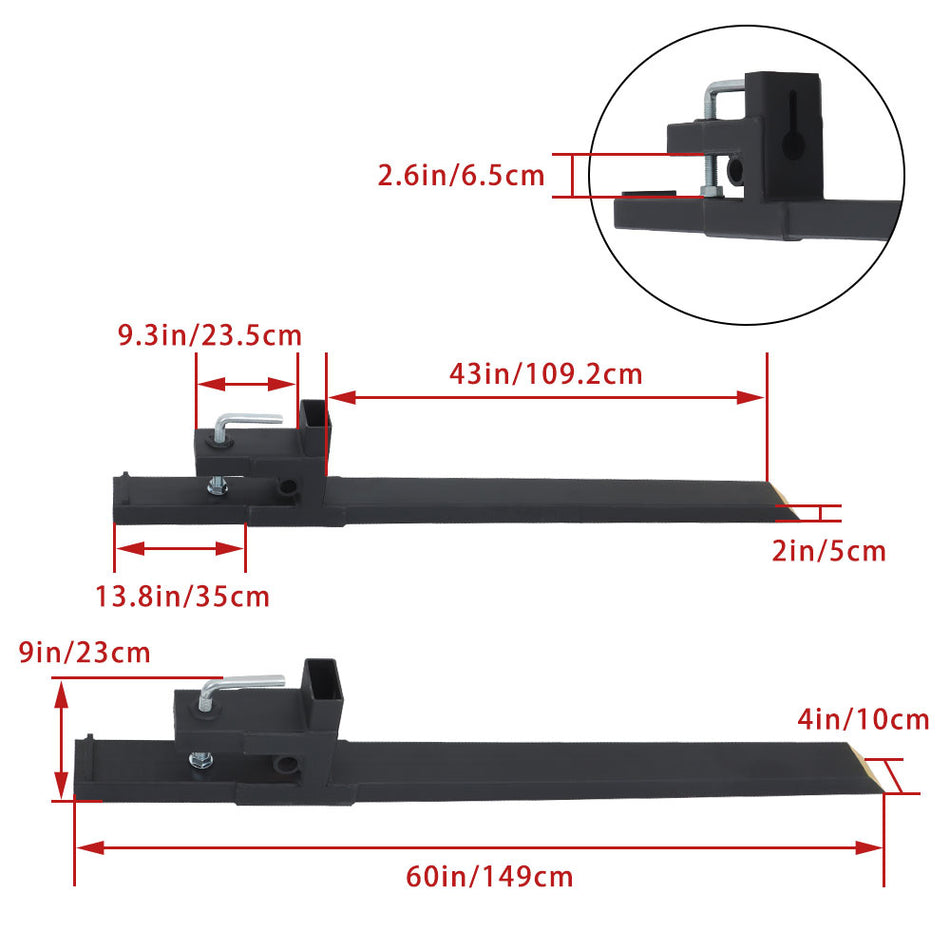 60" 4000lbs Clamp on Pallet Forks For Tractor Attachments Skid Steer Loader