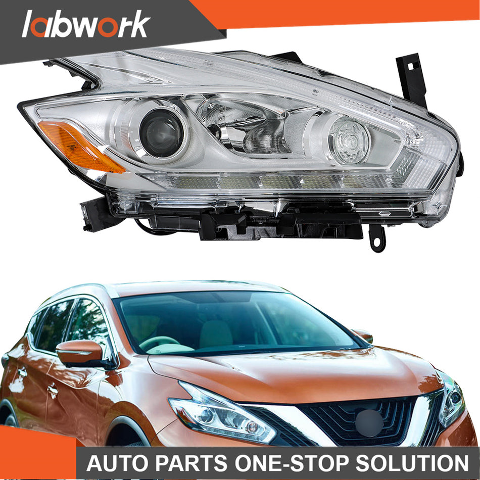 Labwork Headlight For 2017 Nissan Murano Halogen w/LED DRL Projector Right Side