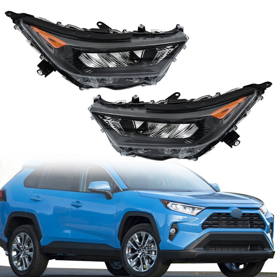 Labwork LH+RH Headlights Assembly For 2019-2022 Toyota RAV4 LE XLE Chrome LED