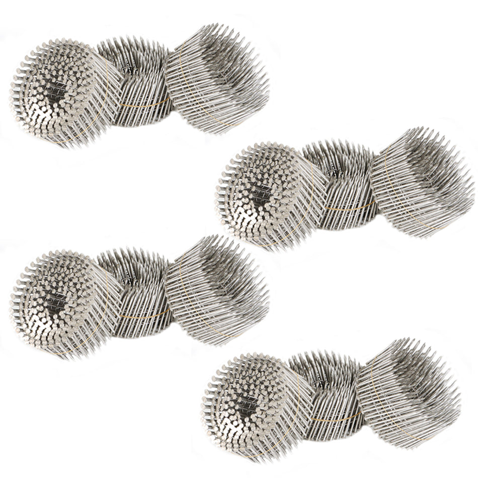 2-1/2" 0.09" Ring Shank 15 Degree Wire Coil Stainless Steel Siding Nail 3600Pack