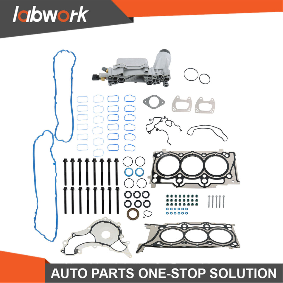 Labwork Engine Oil Filter Housing & Head Gasket Set Bolts For Jeep Dodge 3.6L