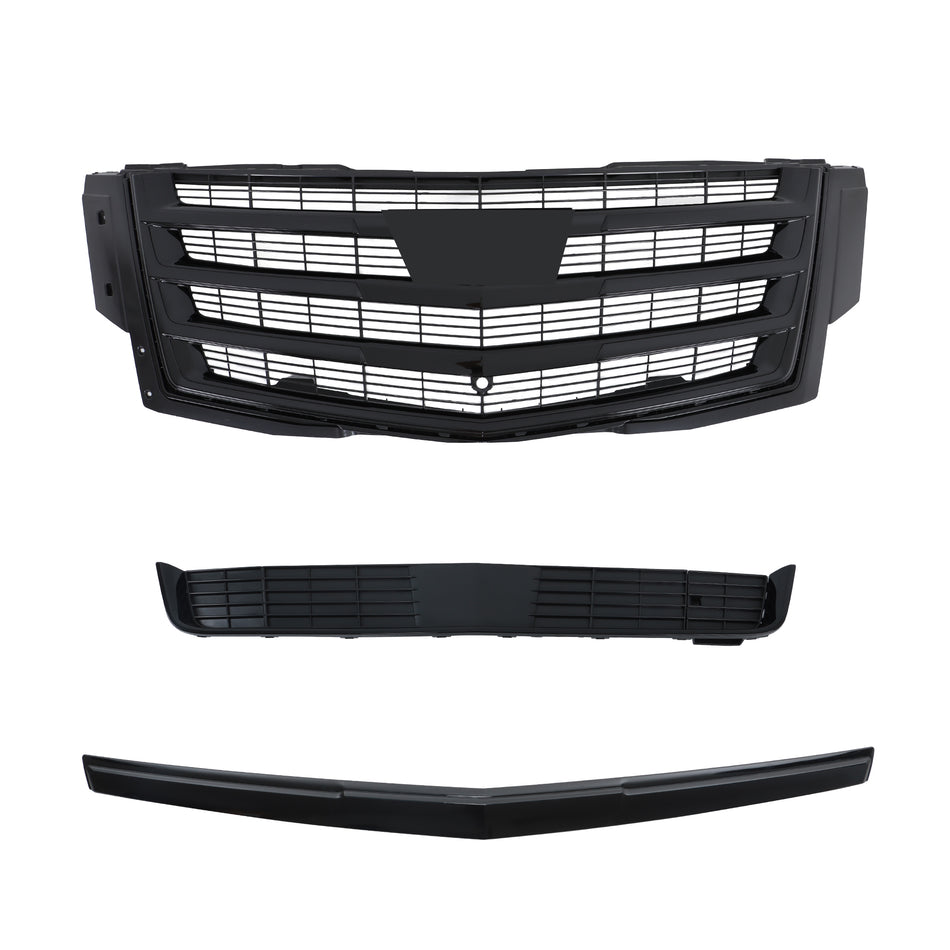 Labwork Front Bumper Grille+Hood Molding+Lower Face Bar Kit For 2015-20 Escalade