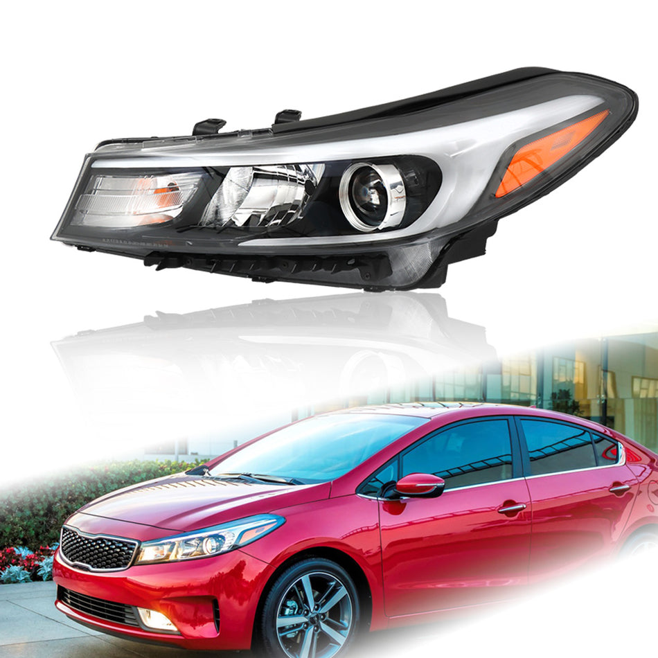 Labwork Left Headlight Fit For 2017-2018 Kia Forte Forte5 Black Halogen W/o LED