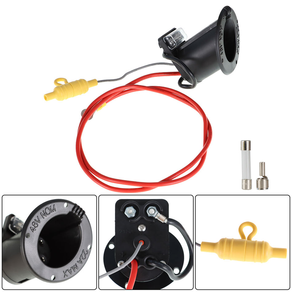 For Club Car Golf Cart Part 48 volt Charger Receptacle & Fuse Kit  #1018468-01