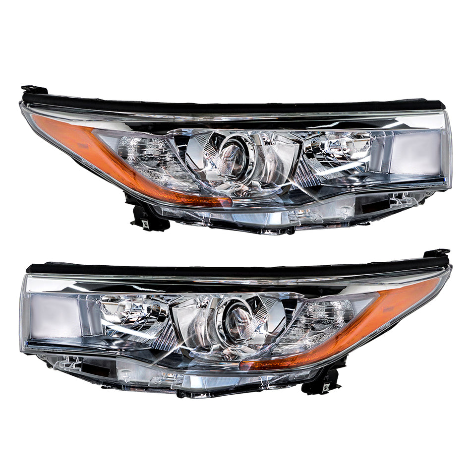 Labwork Right&Left Headlights+Outer Tail Light For 2014-2016 Toyota Highlander