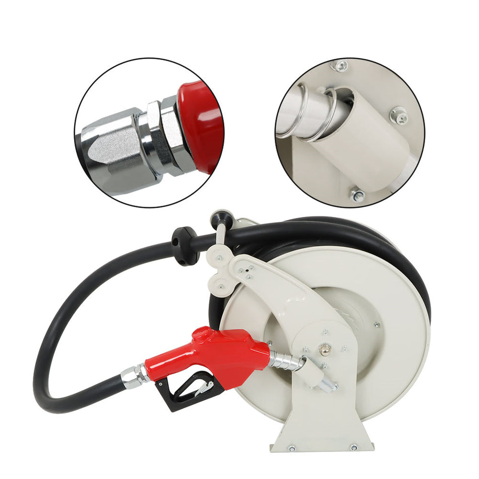 With Auto Refueling Nozzle 33' x 1" Fuel Hose Reel Retractable Diesel Hose Reel
