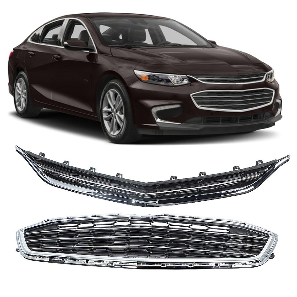 Labwork Front Upper & Lower Mesh Grille For Chevrolet Malibu 2016-2018