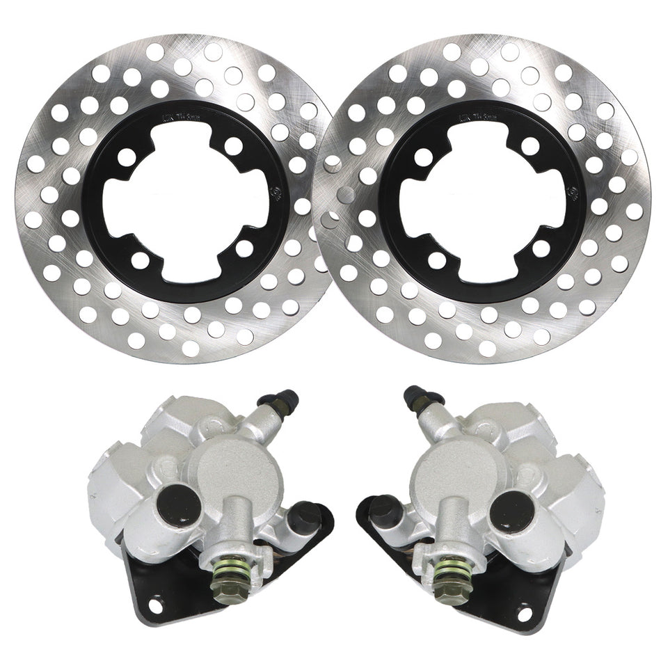 Front Brake Calipers & Brake Rotors For 2007-2014 Yamaha Grizzly 350 400 YFM400