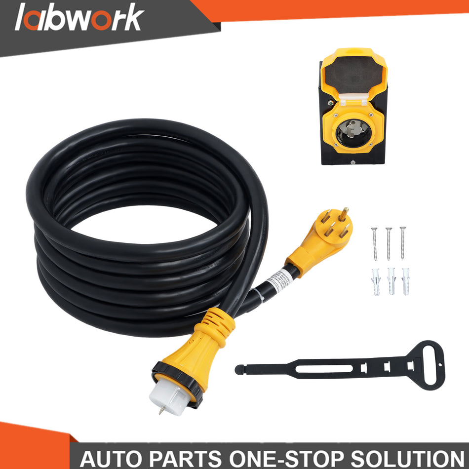 Labwork 20FT 50 Amp generator extension cord and Power Inlet Box 14-50P/SS2-50R