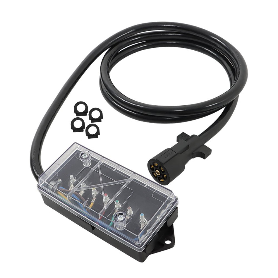 Labnwork Trailer Cord 8 Feet 7 Way Plug Inline Junction Box Wiring Harness Kit