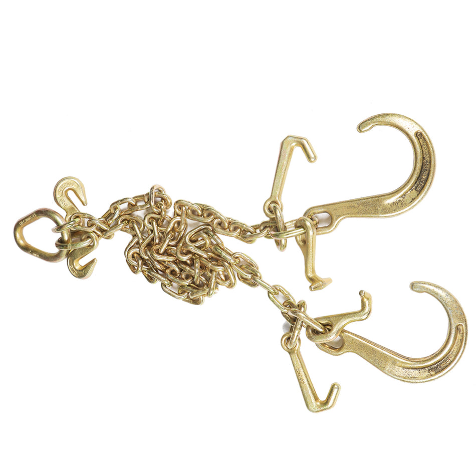 Medium J Hooks, J-Hook w/ Grab Hooks G70 5/16''x3' V-Chain Bridle With 8" New