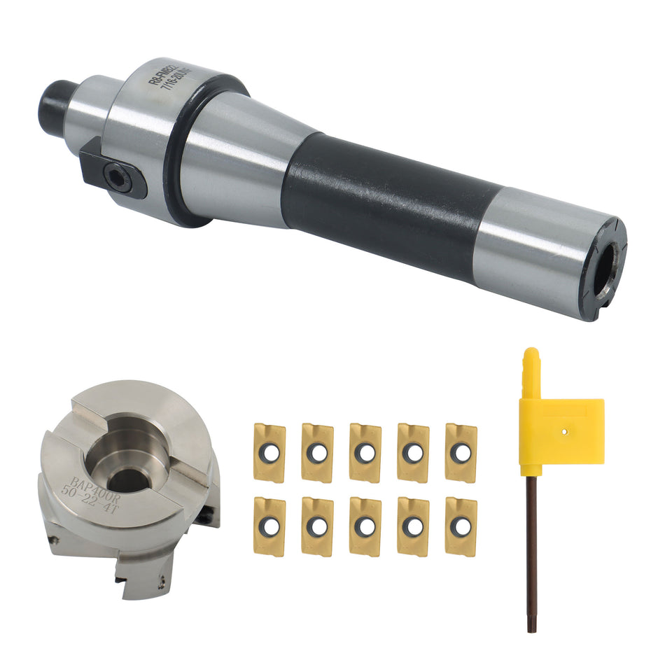 APMT1604 Carbide Insert Face End Mill 10Pc Shell Cutter R8 FMB22 Arbor 400R 50MM