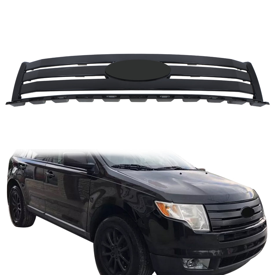 Labwork Front Bumper Upper Grille Gloss Black For 2007 2008-2010 Ford Edge